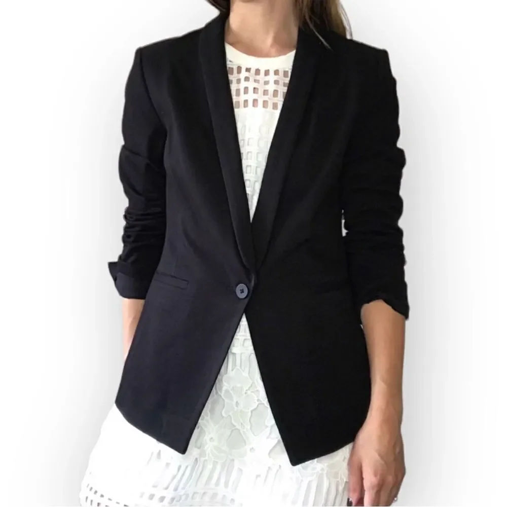 Madewell Duskfall Black One Button Stretch Blazer